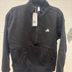 NEW Adidas Women’s Golf Half-Zip Jacket Black Medium NWT JE7404 Cozy